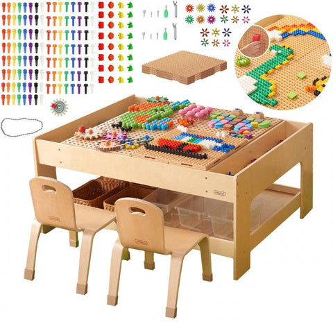 MASTERKIDZ medinis mokomasis stalas + STEM SIENOS PRIEDAI + 563 plytos - Www.zaislaivaikams.lt