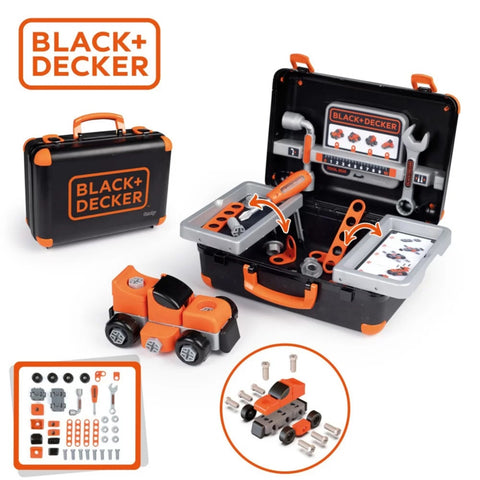 SMOBY "Black & Decker" įrankių dėklas + automobilis dalimis