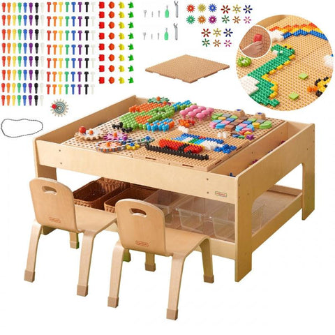 MASTERKIDZ medinis mokomasis stalas + STEM SIENOS PRIEDAI + 135 plytos - Www.zaislaivaikams.lt